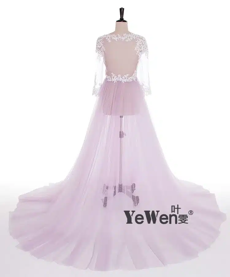 Lace Formal Pregnant Photo dress Long Sleeve See Through Blue Prom Evening Dresses Custom Size Plus Size 2018 Evening Dress 22