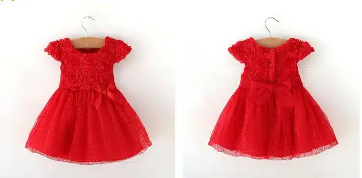 Retail - 2018 summer baby girls dress bow Baby clothing,ball gown children kids tutu baby girls dress baby dress red 4