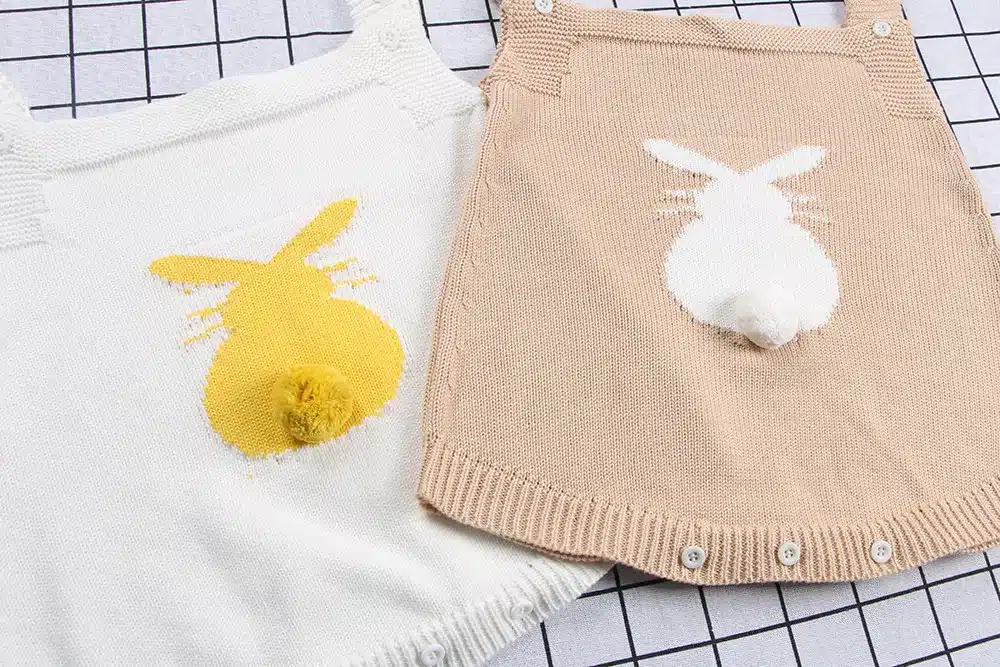 MILANCEL 2018 Spring Baby Rabbit Rompers Infant Sweet Knitted Overalls Bunny Baby Jumpsuit Toddler Baby Girls Boys Clothing 12