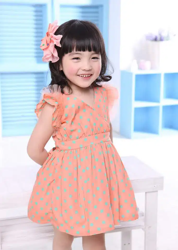 Anlencool 2018 High quality children dress dot chiffon new Kids Korean models baby dress baby girl clothing free shipping 14