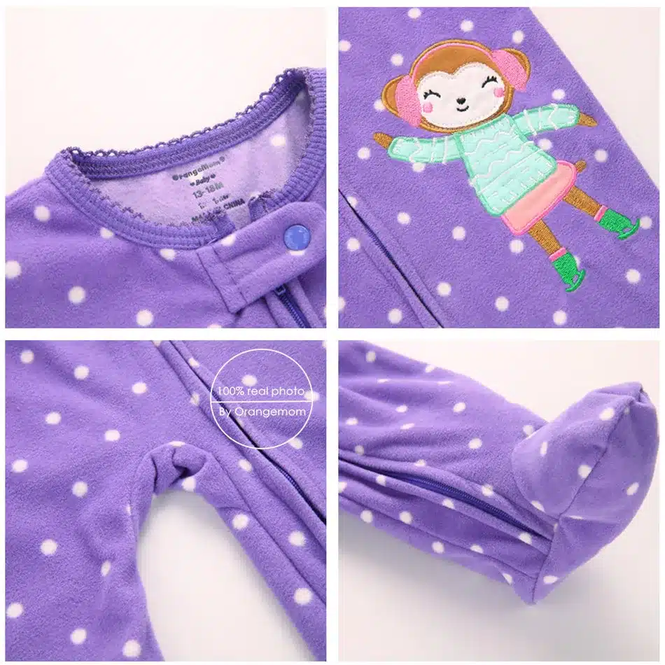 2018 christmas baby girl clothes , soft fleece kids one pieces Jumpsuits Pajamas 0-24M infant girl boys clothes baby costumes 16