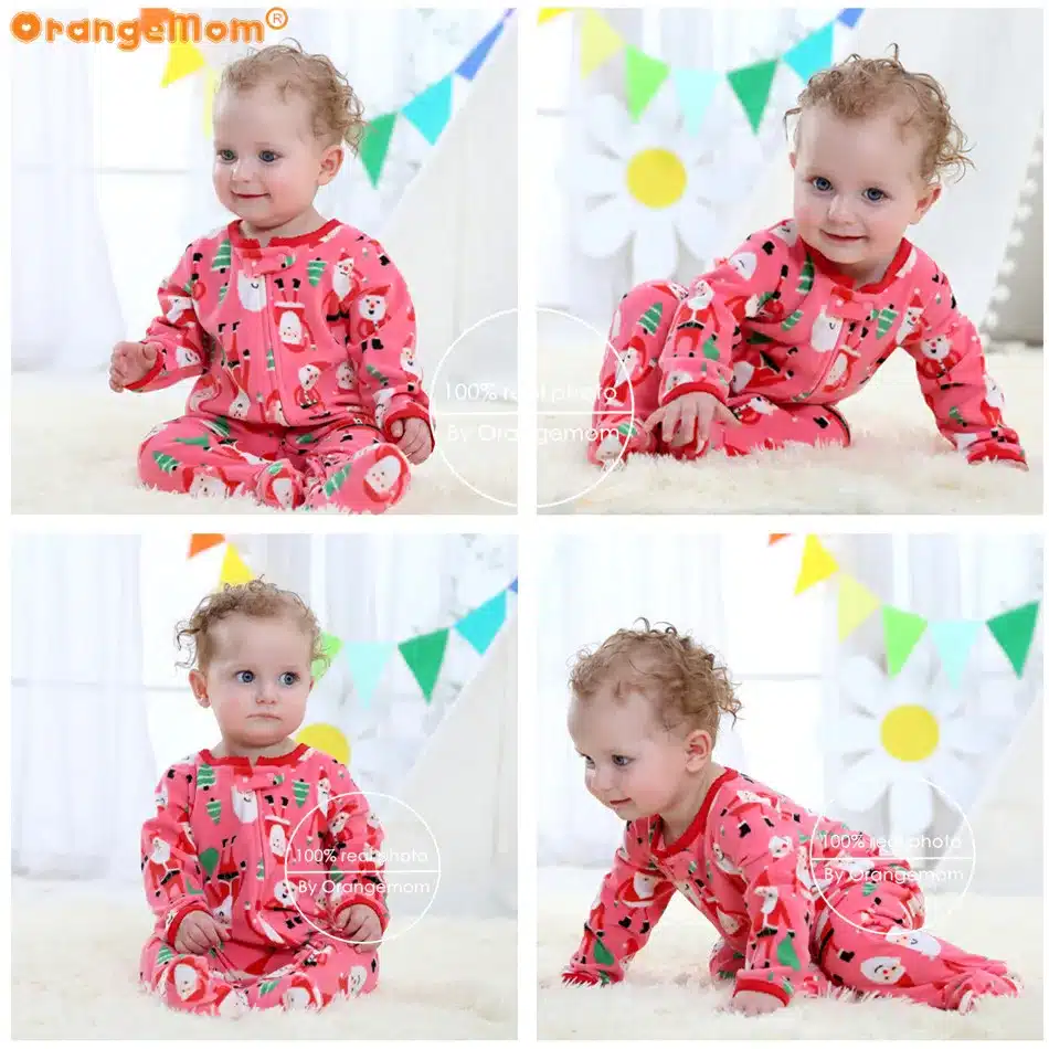 2018 christmas baby girl clothes , soft fleece kids one pieces Jumpsuits Pajamas 0-24M infant girl boys clothes baby costumes 20