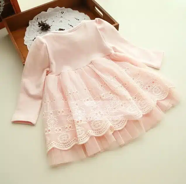 2018 Spring and autumn 0-2 yrs baby clothing floral lace lovely princess newborn baby tutu dress infant dresses vestido infantil 5
