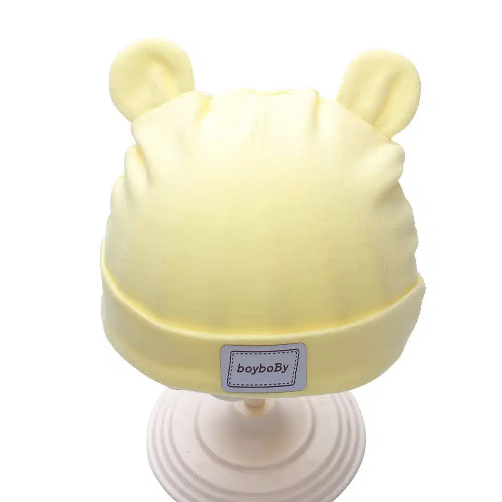 Solid Cotton Newborn Baby Tire Caps With Ear Girls Boys Sun Hats With Bow 2018 Spring Summer Baby Girls Clothing Accessories 15