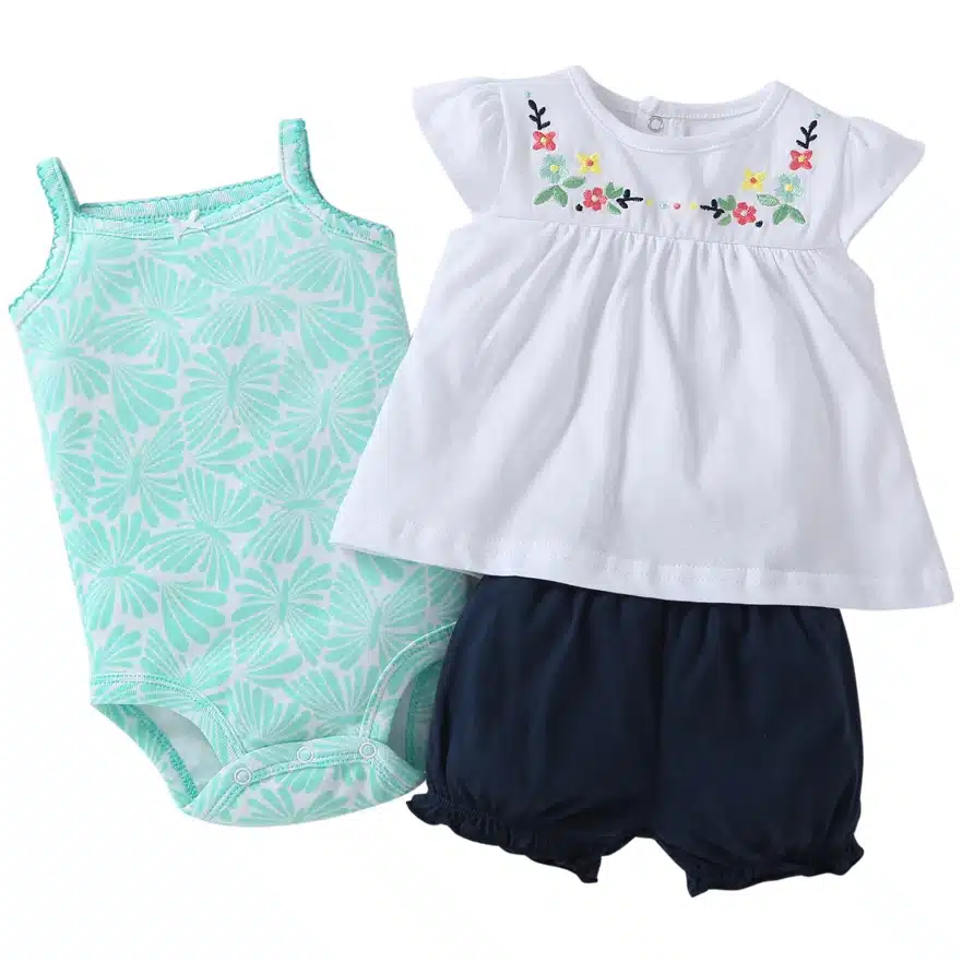 2018 free ship Baby girl clothes set kids bebes clothing summer set floral red Wave point baby romper style Sets bodysuit 11