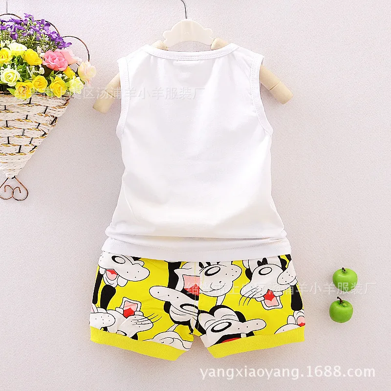 2018 new baby boys girls Clothes set Kid Minnie Vest +short pant summer style baby suits Children Clothing cartoon mickey sets 23