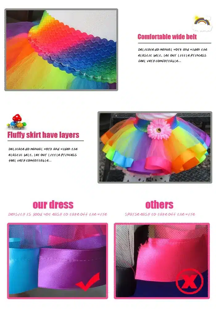2018 New Design Summer Style Girl Skirt Baby Rainbow Skirt Cheap Kids Tutu Skirt 40