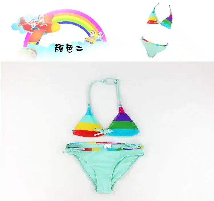 2018 Children Swimwear Baby Kids Cute stripe Bikini Girls split Two Pieces swimsuit Bathing suit Beachwear kids biquini infantil 15