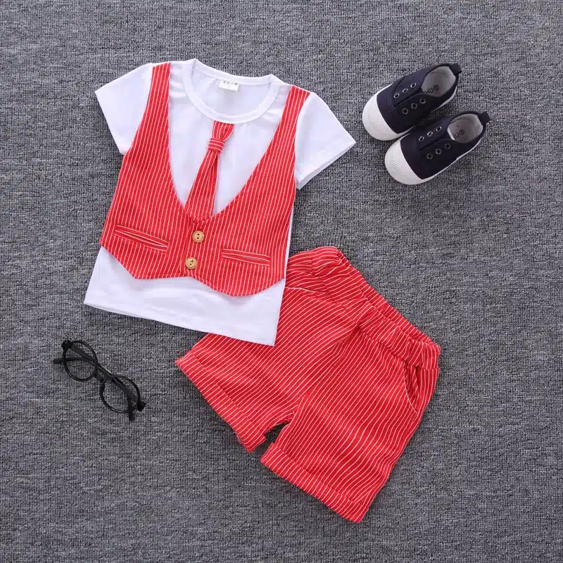 MANJI New baby boy clothes 2018 cotton material fashion design boys clothing set A002-10 children's summer clothing 15