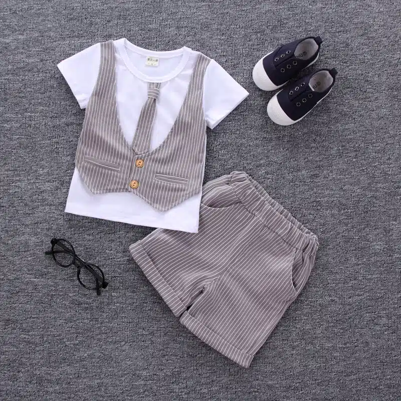 MANJI New baby boy clothes 2018 cotton material fashion design boys clothing set A002-10 children's summer clothing 16