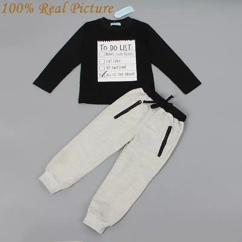 Bear Leader Baby boy clothes 2018 New Spring Dark Grey Long Sleeve t-shirt + casual long pants 2pcs suit kids clothes For 3-7Y 16