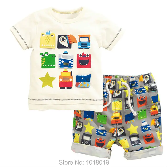 New 2018 Brand 100% Cotton Summer Baby Boys Clothes Set 2pcs Children Clothing Suit Bebe Kids Short Sleeve Clothes Set Baby Boys 25