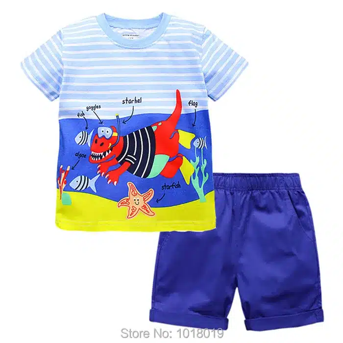 New 2018 Brand 100% Cotton Summer Baby Boys Clothes Set 2pcs Children Clothing Suit Bebe Kids Short Sleeve Clothes Set Baby Boys 164