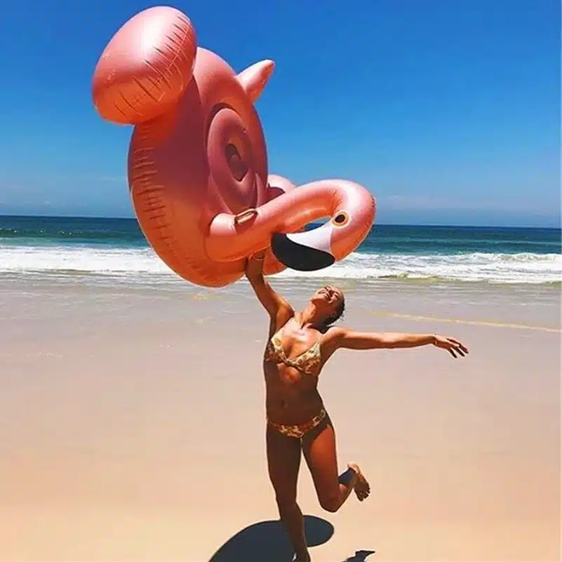 YUYU Rose Gold Inflatable Flamingo Swimming Float Tube Raft Adult Giant pool Float Swimming Ring Summer Water Fun Pool Toys 13