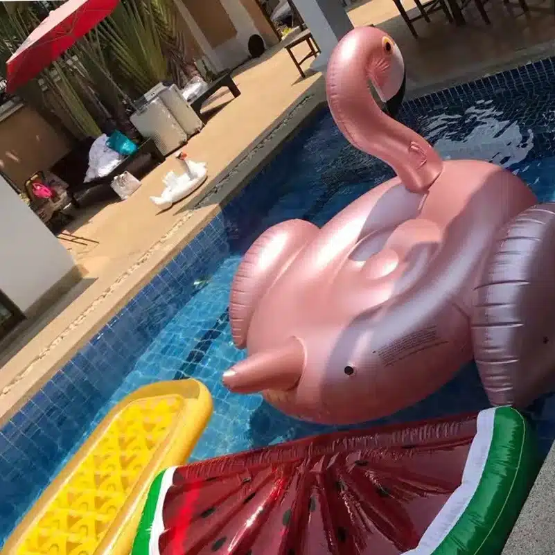 YUYU Rose Gold Inflatable Flamingo Swimming Float Tube Raft Adult Giant pool Float Swimming Ring Summer Water Fun Pool Toys 14