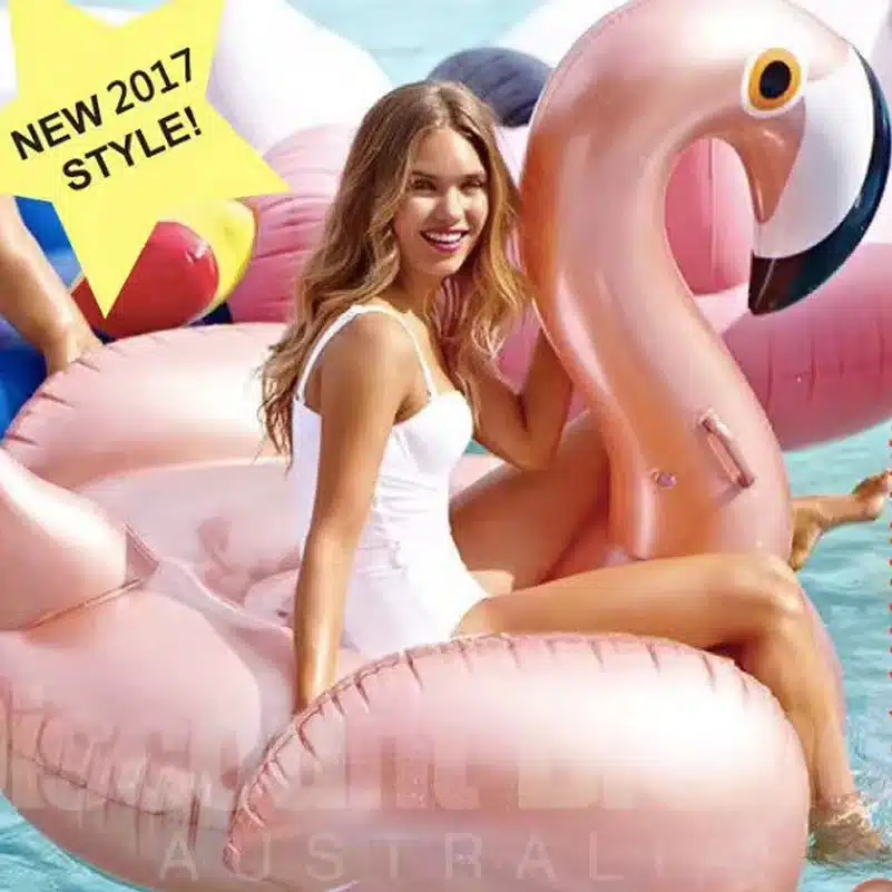 YUYU Rose Gold Inflatable Flamingo Swimming Float Tube Raft Adult Giant pool Float Swimming Ring Summer Water Fun Pool Toys 15