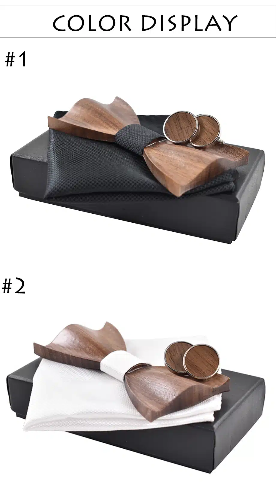 New 2017 3D wooden tie Cufflinks fashion wood bow tie wedding dinne3D Handmade corbata Wooden Ties Gravata set 13