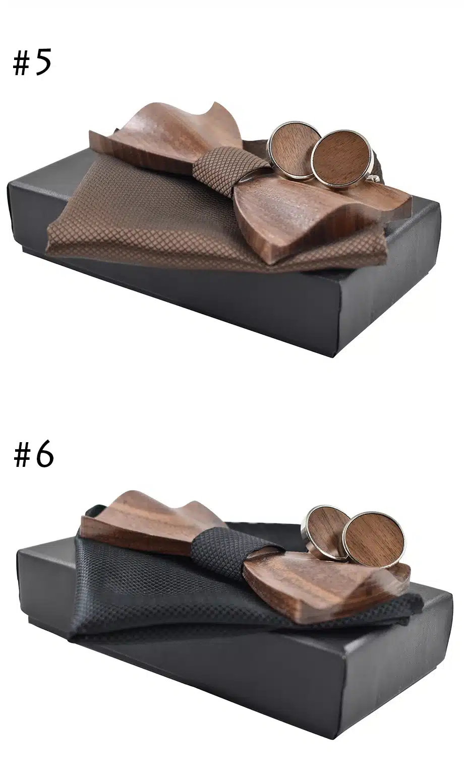 New 2017 3D wooden tie Cufflinks fashion wood bow tie wedding dinne3D Handmade corbata Wooden Ties Gravata set 15