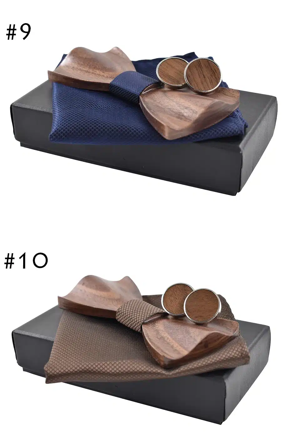 New 2017 3D wooden tie Cufflinks fashion wood bow tie wedding dinne3D Handmade corbata Wooden Ties Gravata set 17