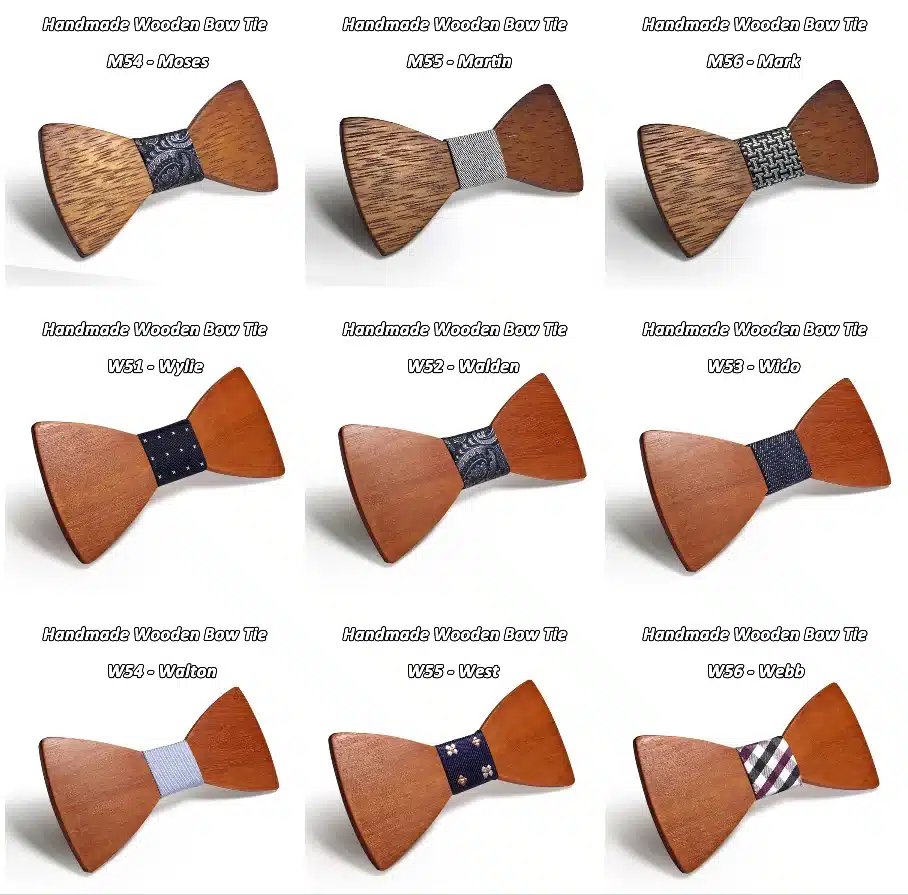 Mahoosive Brand Men's Wooden bowtie Bowknot Accessories Business Neckties wood Bow Tie Cravat 10