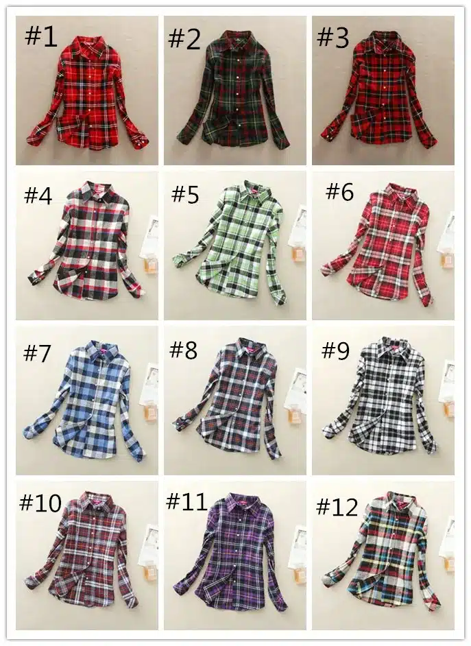 Women Shirt Blouses Plus Size 2018 Hot New Spring Flannel Cotton Long Sleeve Plaid Shirt Casual Female Loose College Style Tops 3