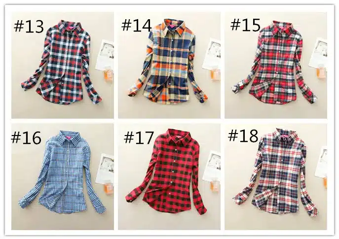 Women Shirt Blouses Plus Size 2018 Hot New Spring Flannel Cotton Long Sleeve Plaid Shirt Casual Female Loose College Style Tops 4