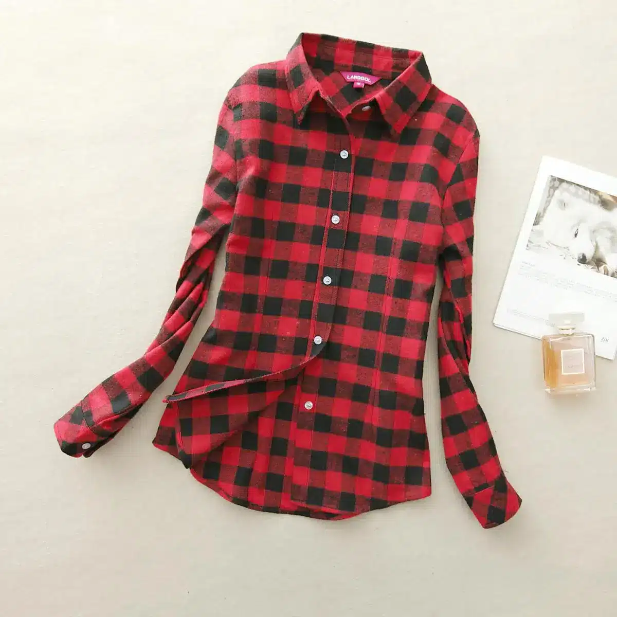 Women Shirt Blouses Plus Size 2018 Hot New Spring Flannel Cotton Long Sleeve Plaid Shirt Casual Female Loose College Style Tops 28