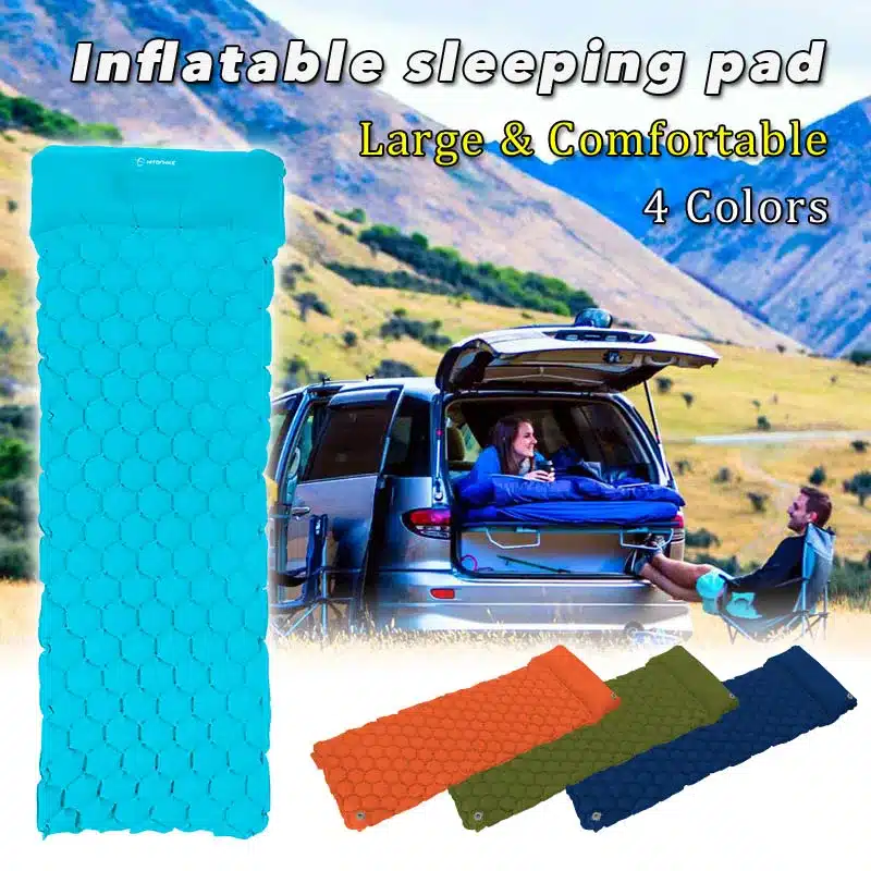 Hitorhike Inflatable mattress Cushion Sleeping Bag Mat Fast Filling Air Moistureproof Camping beach Mat With Pillow Sleeping Pad 11