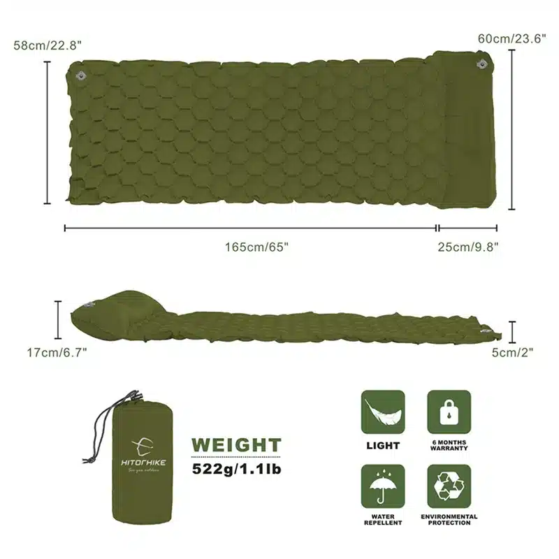 Hitorhike Inflatable mattress Cushion Sleeping Bag Mat Fast Filling Air Moistureproof Camping beach Mat With Pillow Sleeping Pad 13
