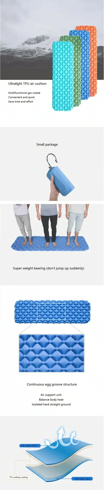 Outdoor Camping Mat TPU Inflatable Mattress Inflatable Tent Bed Inflatable Cushion Sleeping Pad Air Bed Sleeping Mat Camping 9