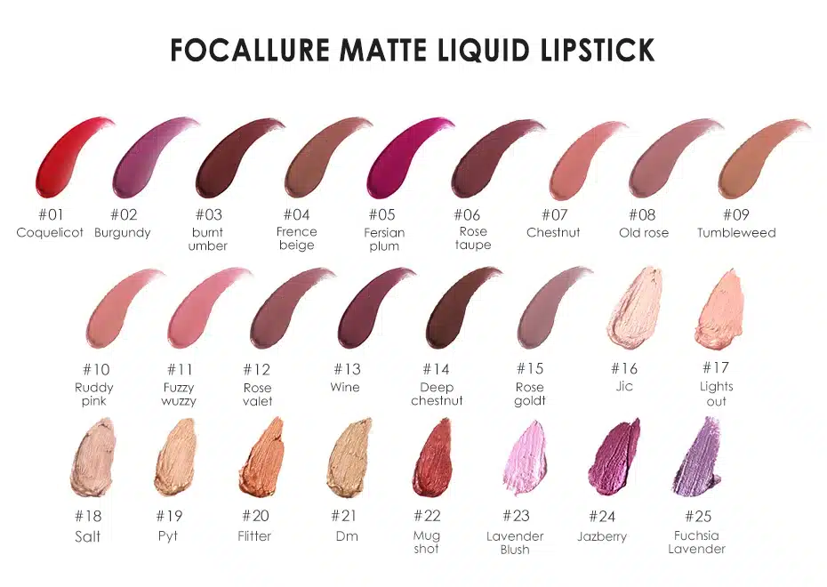 FOCALLURE 2018 Matte Lipstick 25 Colors Waterproof Lip Gloss Lip Makeup Cosmetic Beauty Smooth Lip Stick 24 Hours Long-lasting 9