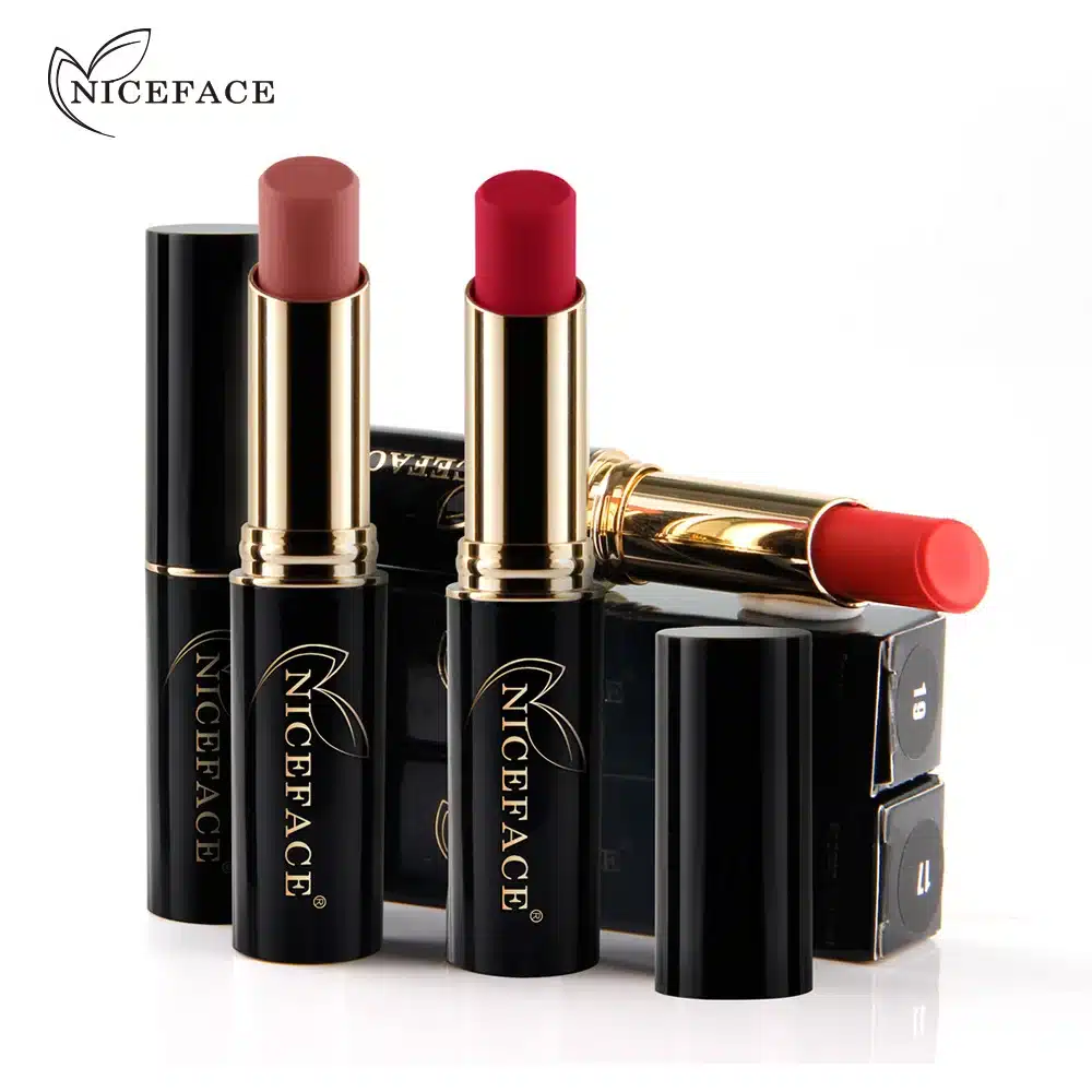 2018 NICEFACE 12 Colors Metallic Lip Stick Sexy Nude Lip Pigment Long-lasting Lipstick Matte Lip Gloss Moisturizer Smooth Makeup 1