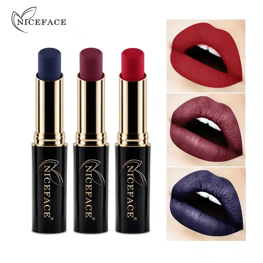 2018 NICEFACE 12 Colors Metallic Lip Stick Sexy Nude Lip Pigment Long-lasting Lipstick Matte Lip Gloss Moisturizer Smooth Makeup 2