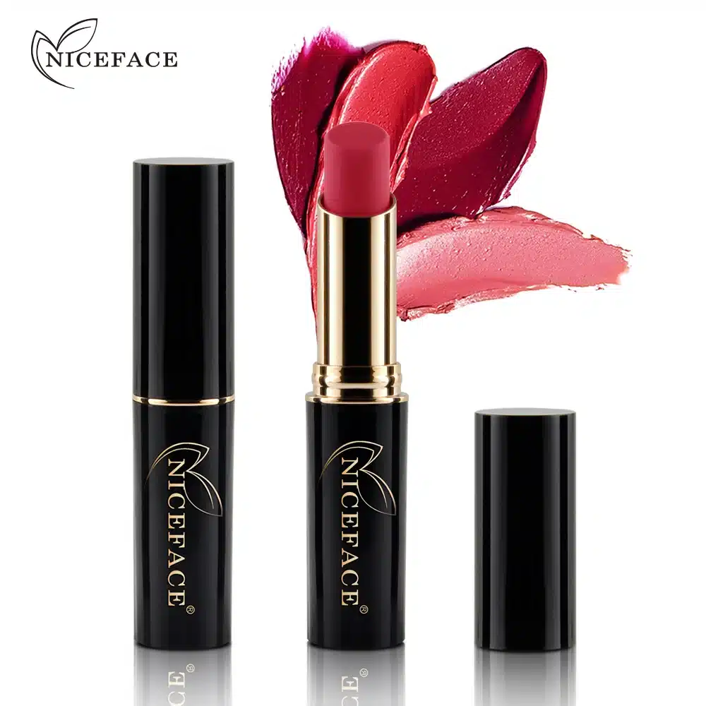2018 NICEFACE 12 Colors Metallic Lip Stick Sexy Nude Lip Pigment Long-lasting Lipstick Matte Lip Gloss Moisturizer Smooth Makeup 3