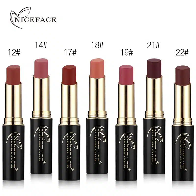 2018 NICEFACE 12 Colors Metallic Lip Stick Sexy Nude Lip Pigment Long-lasting Lipstick Matte Lip Gloss Moisturizer Smooth Makeup 8