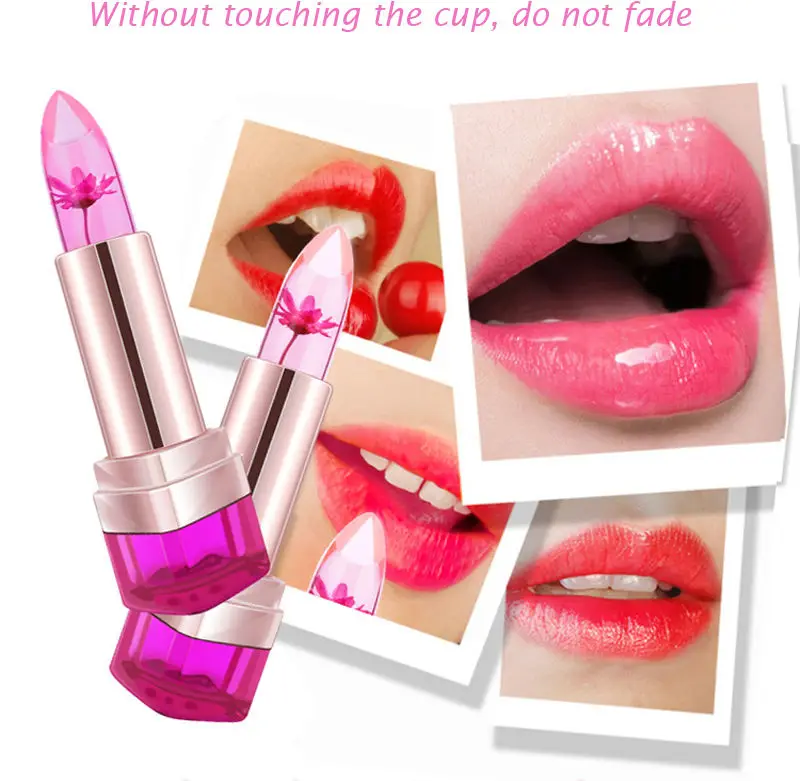 2018 Temperature Change Color Lip Balm 3 Color Waterproof Long-lasting Sweet Transparent Jelly Flower Pink Moisturizer Lipstick 10