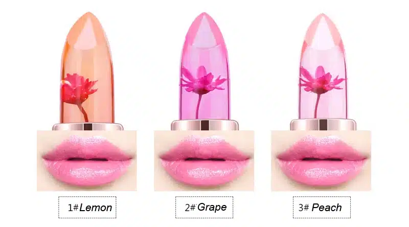 2018 Temperature Change Color Lip Balm 3 Color Waterproof Long-lasting Sweet Transparent Jelly Flower Pink Moisturizer Lipstick 12