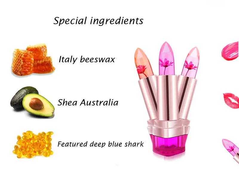 2018 Temperature Change Color Lip Balm 3 Color Waterproof Long-lasting Sweet Transparent Jelly Flower Pink Moisturizer Lipstick 14