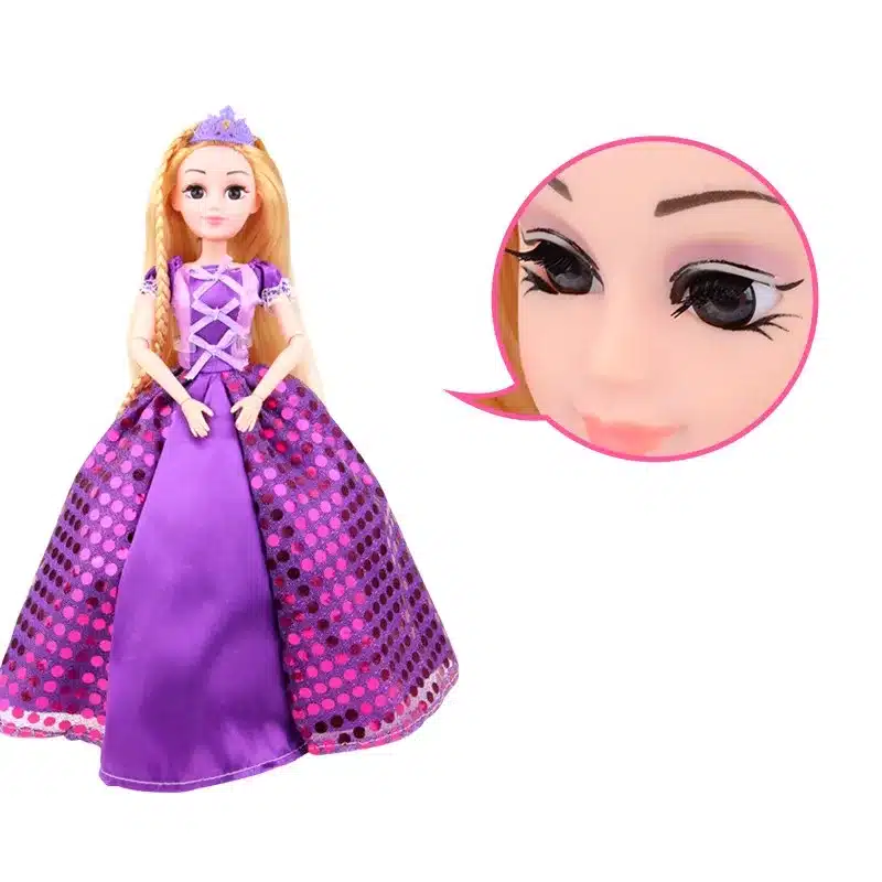 UCanaan 30CM Sweet Princess Dolls Rapunzel Toys For Girls Joint Moving Body Beauty Thick Full Long Blonde Hair Doll For Children 11