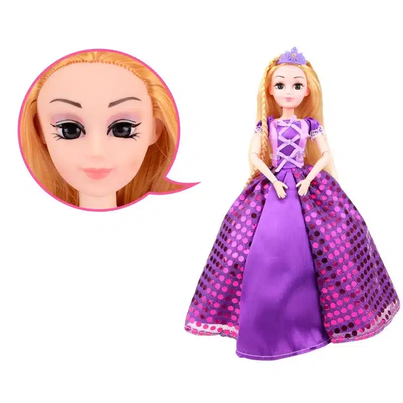 UCanaan 30CM Sweet Princess Dolls Rapunzel Toys For Girls Joint Moving Body Beauty Thick Full Long Blonde Hair Doll For Children 12