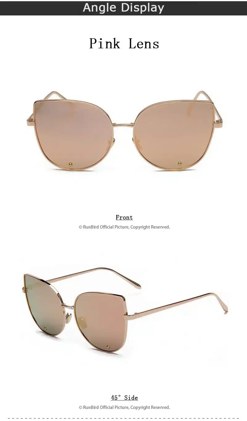 RunBird 2017 Cat Eye Sunglasses Women Vintage Fashion Metal Frame Clear Lens Sun Glasses Unique Flat Ladies Eyewear UV400 R058 13