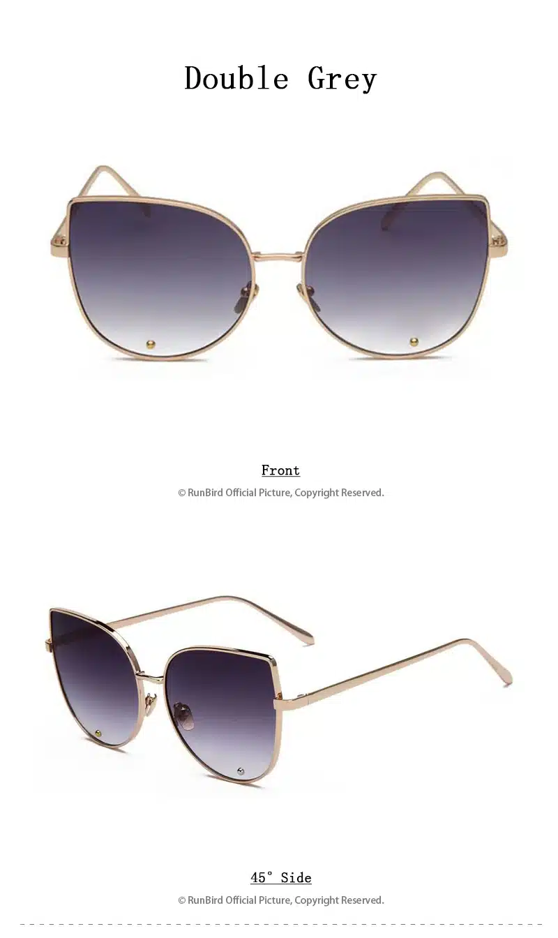 RunBird 2017 Cat Eye Sunglasses Women Vintage Fashion Metal Frame Clear Lens Sun Glasses Unique Flat Ladies Eyewear UV400 R058 14