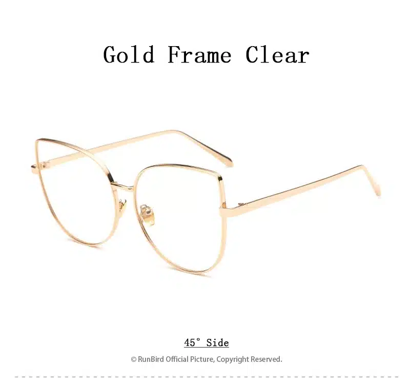 RunBird 2017 Cat Eye Sunglasses Women Vintage Fashion Metal Frame Clear Lens Sun Glasses Unique Flat Ladies Eyewear UV400 R058 17