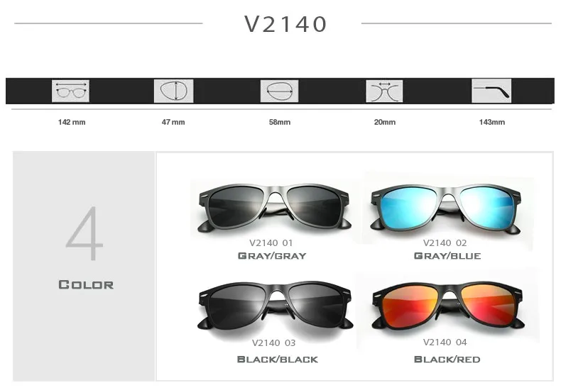 VEITHDIA Brand Unisex Aluminum Square Men's Polarized Mirror Sun Glasses Female Eyewears Accessories Sunglasses For Men VT2140 18