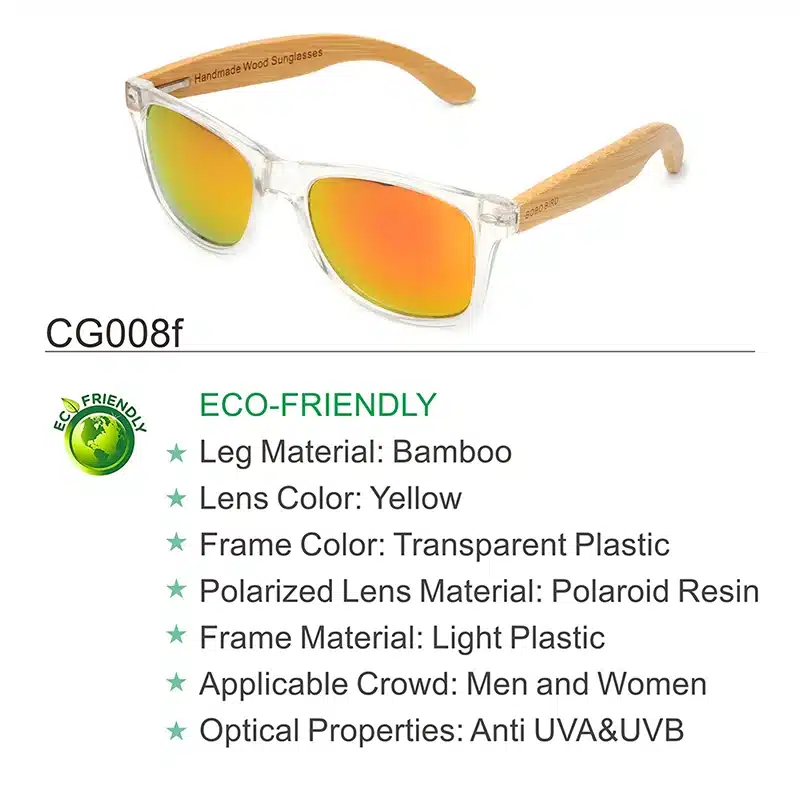 BOBO BIRD Clear Color Wood Bamboo Sunglasses Women's Bamboo Polarized Sunglasses With UV 400 Protection 18