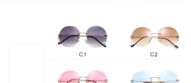 LeonLion 2018 Metal Goggle Rimless Sunglasses Women Ocean Lens Classic Brand Designer Men/Women HD Sun Glasses Women UV400 Box 14