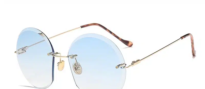 LeonLion 2018 Metal Goggle Rimless Sunglasses Women Ocean Lens Classic Brand Designer Men/Women HD Sun Glasses Women UV400 Box 28