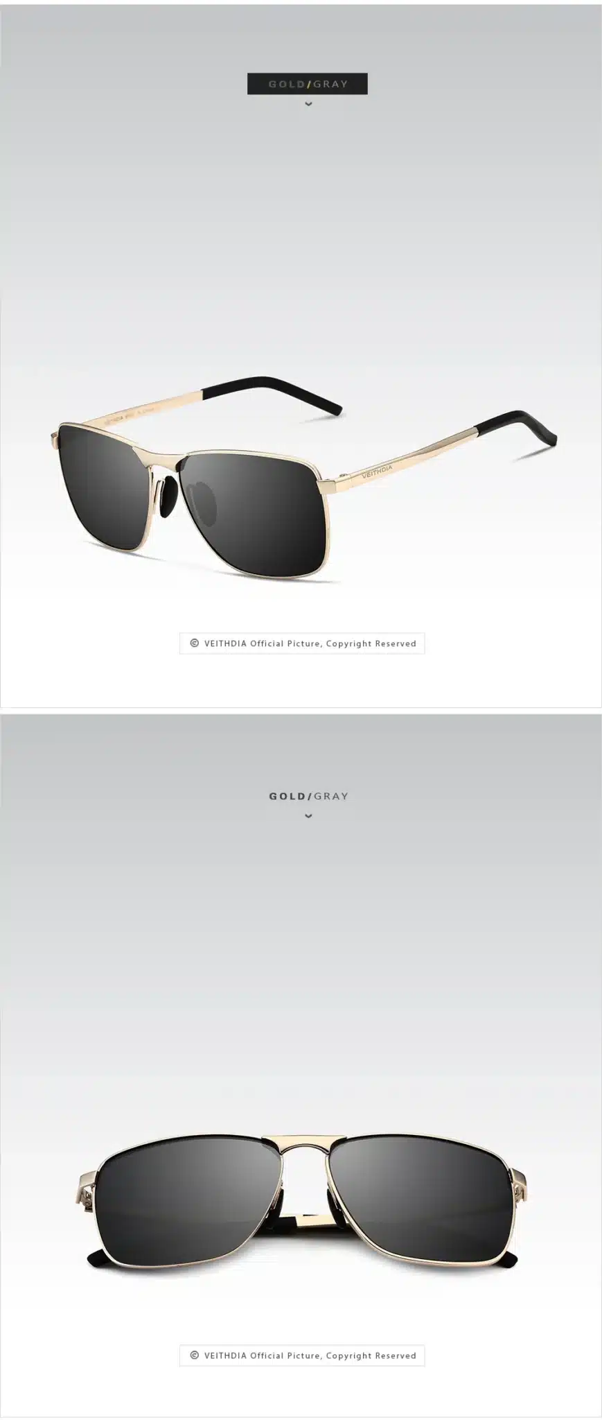 VEITHDIA Brand Men's Vintage Square Sunglasses Polarized UV400 Lens Eyewear Accessories Male Sun Glasses For Men/Women V2462 26