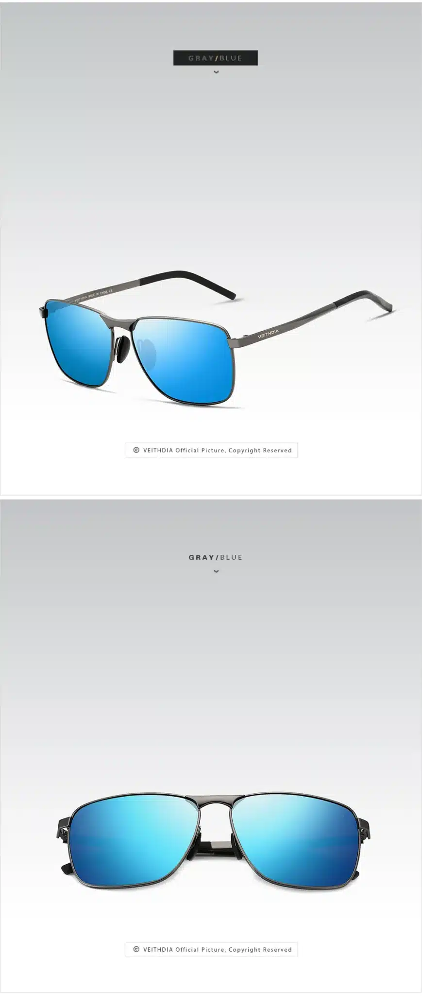 VEITHDIA Brand Men's Vintage Square Sunglasses Polarized UV400 Lens Eyewear Accessories Male Sun Glasses For Men/Women V2462 28