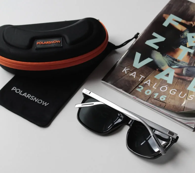 POLARSNOW Aluminum+TR90 Sunglasses Men Polarized Brand Designer Points Women/Men Vintage Eyewear Driving Sun Glasses 17